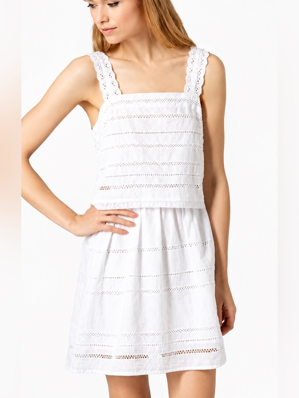 Top shop NWT white eyelet overlay dress, swim cover, medium